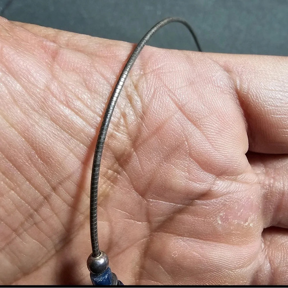 Silpada Sterling Silver Blue Sodalite Bead Snake Chain Choker Necklace N1087 16" - Picture 2 of 6